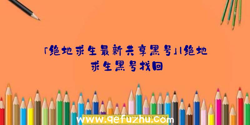 「绝地求生最新共享黑号」|绝地求生黑号找回